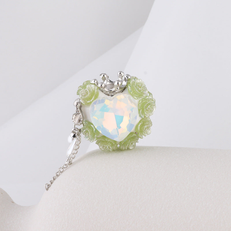 Wholesale Heart-shaped Rose Soft Ceramic Crown Diamond Ball Straight Hole Beads